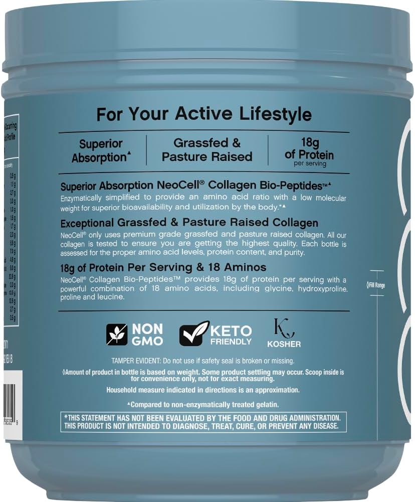 Neocell, Bio-Peptidos de colágeno de alta absorción, 20g por servicio, suplemento en polvo