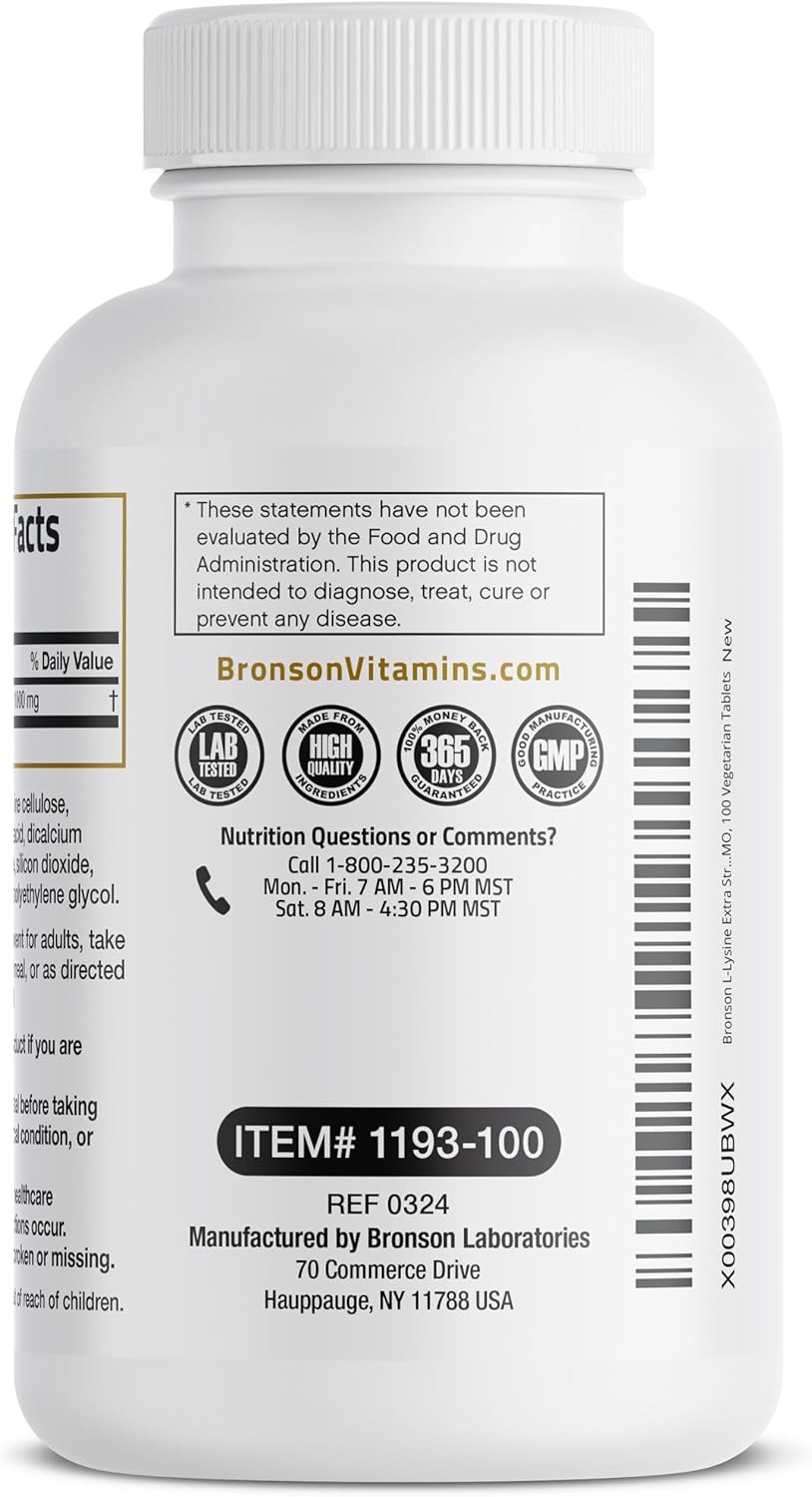 L-Lisina extra fuerte | 100 tabletas de 1000 mg | Bronson