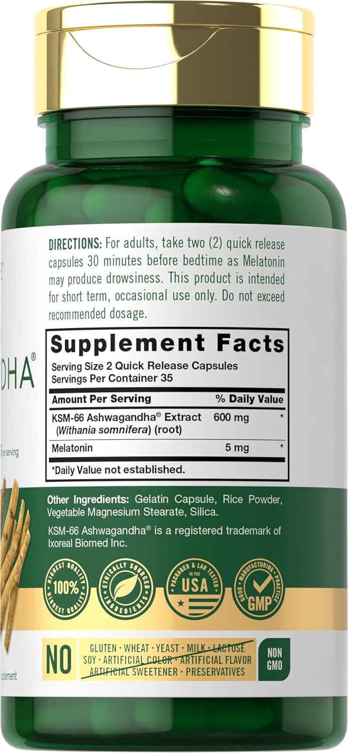 KSM-66 Ashwagandha, 70 capsulas de 600mg, Carlyle