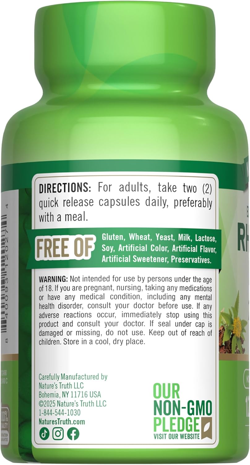 Rhodiola Rosea Extra fuerte |120 capsulas de 2000 mg | Nature's Truth