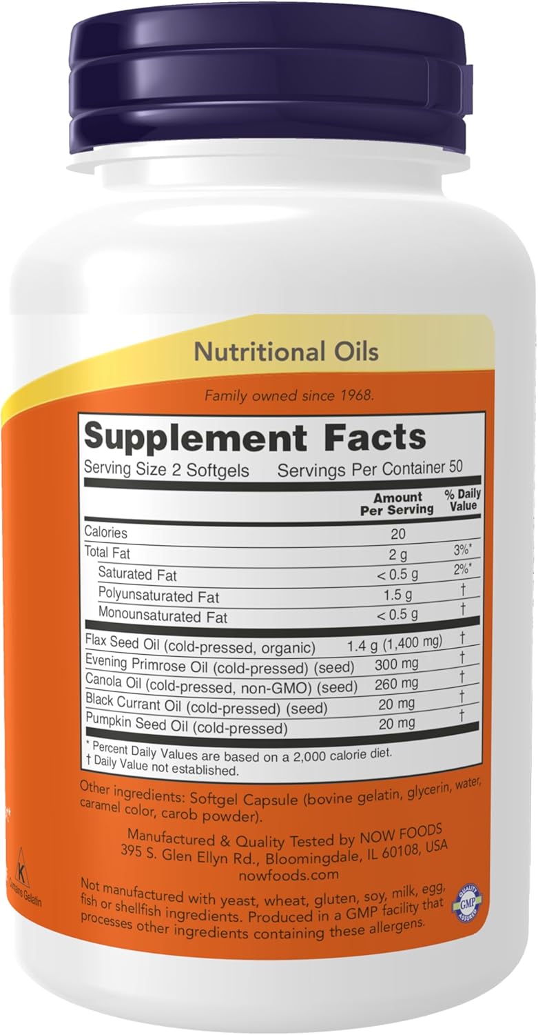 Now Foods, Omega 3-6-9, 1000mg por servicio, 100 softgel