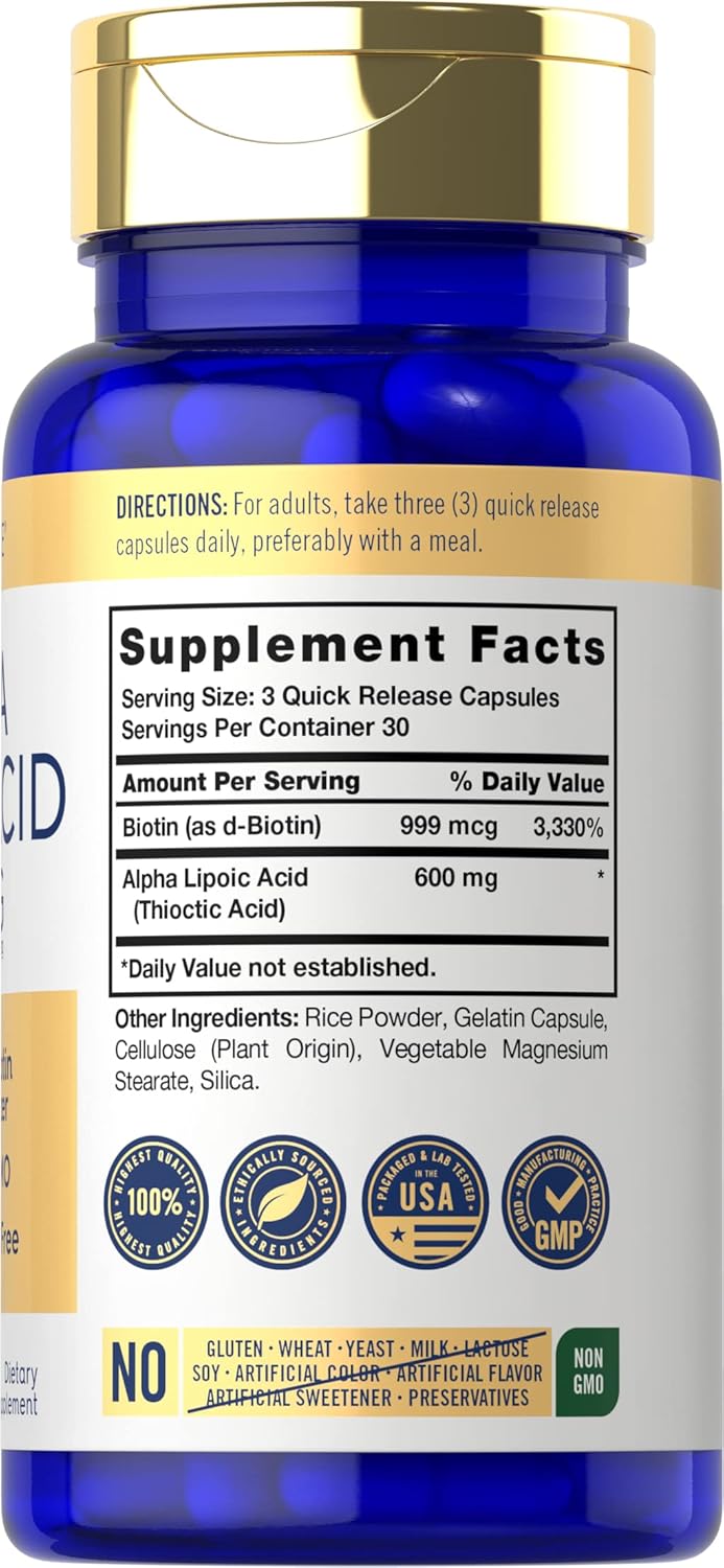 Ácido alfa lipoico | 90 capsulas de 600 mg | Carlyle