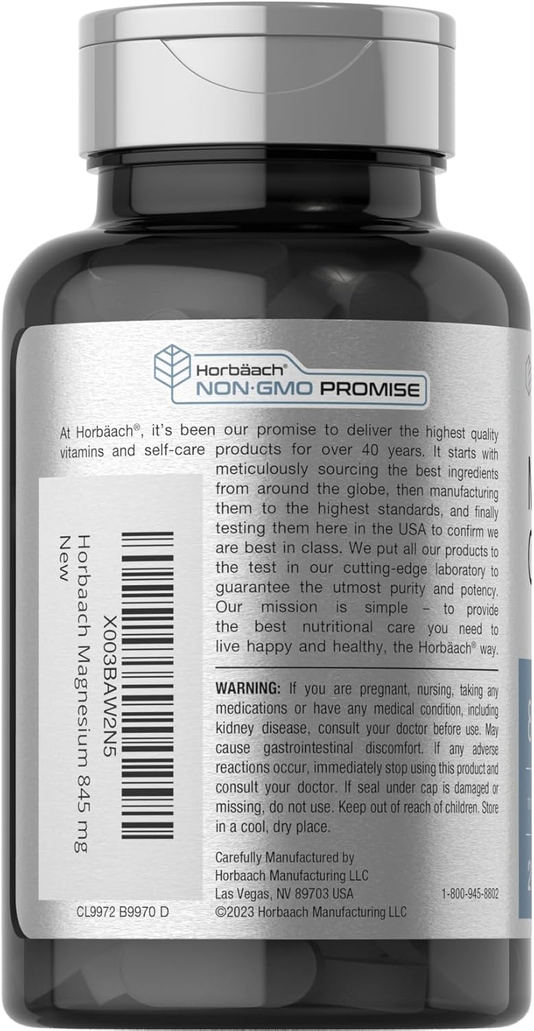 Oxido de magnesio | 200 Capsulas de 845 mg | Horbäach