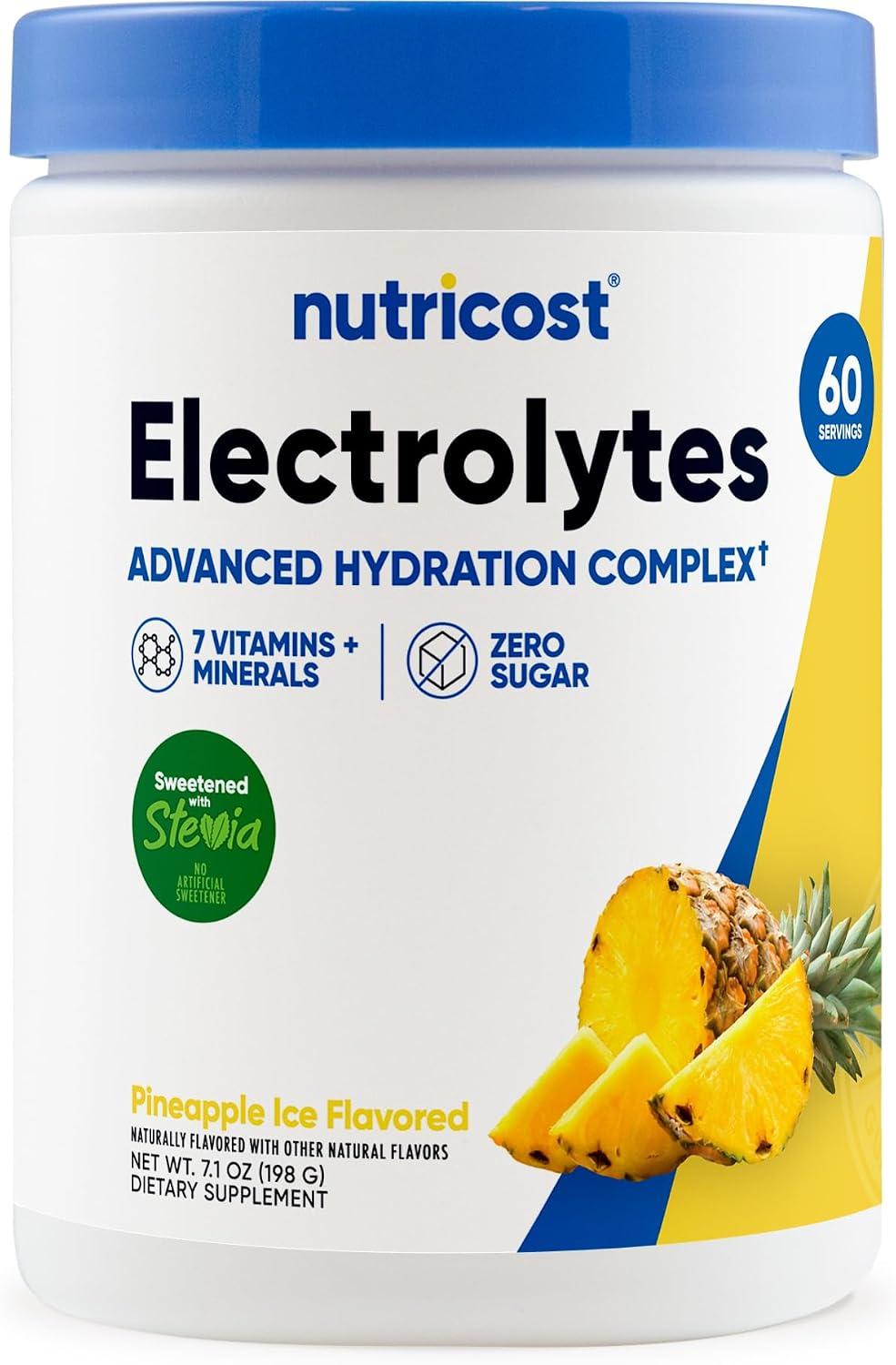 Polvo de electrolito con sabor a piña helada, 60 Servicios, Nutricost