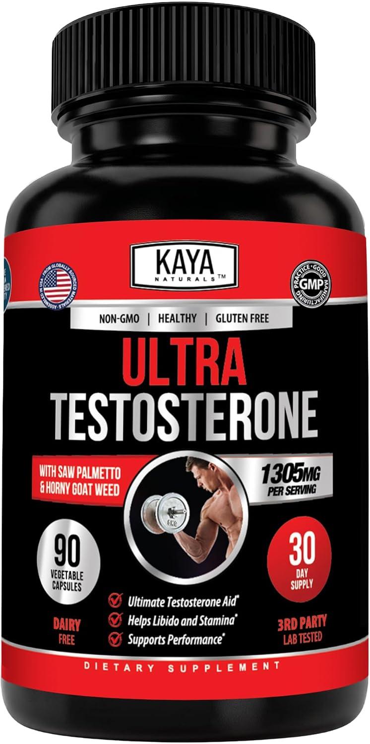 Kaya Naturals, Ultra Testosterona, 90 cápsulas de 1305mg