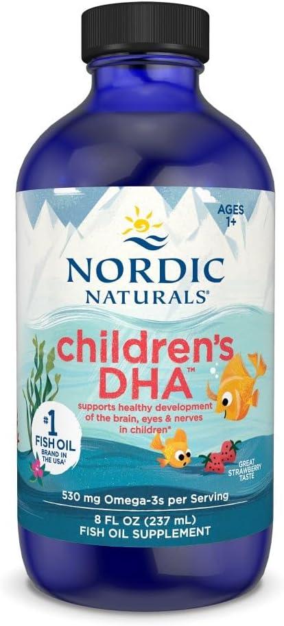 Nordic Naturals, DHA para Niños, Fresa - 8 oz para Niños - 530 mg de Omega-3 con EPA y DHA