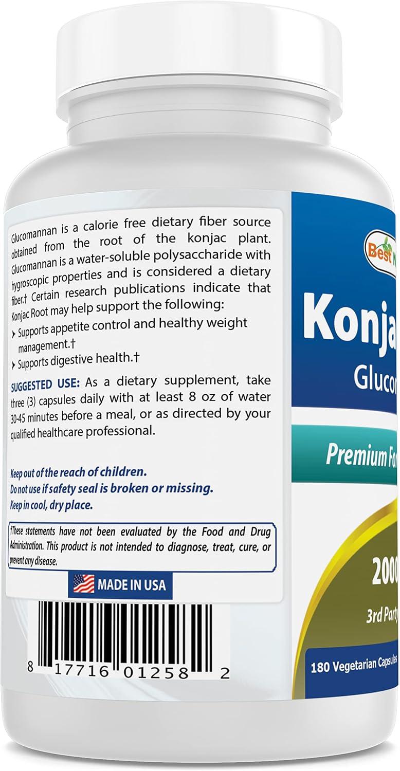 Raíz de Konjac, Glucomannan, 180 capsulas de 2000 mg, imagen 3