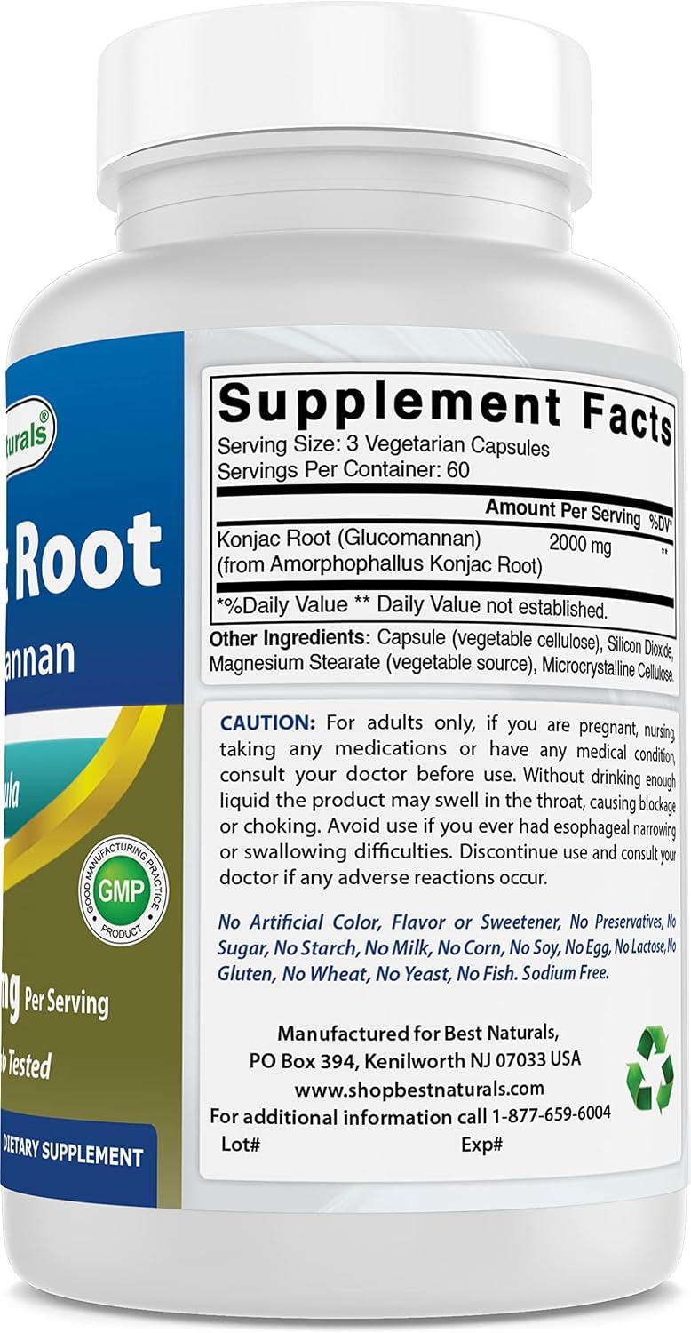 Raíz de Konjac, Glucomannan, 180 capsulas de 2000 mg, imagen 2