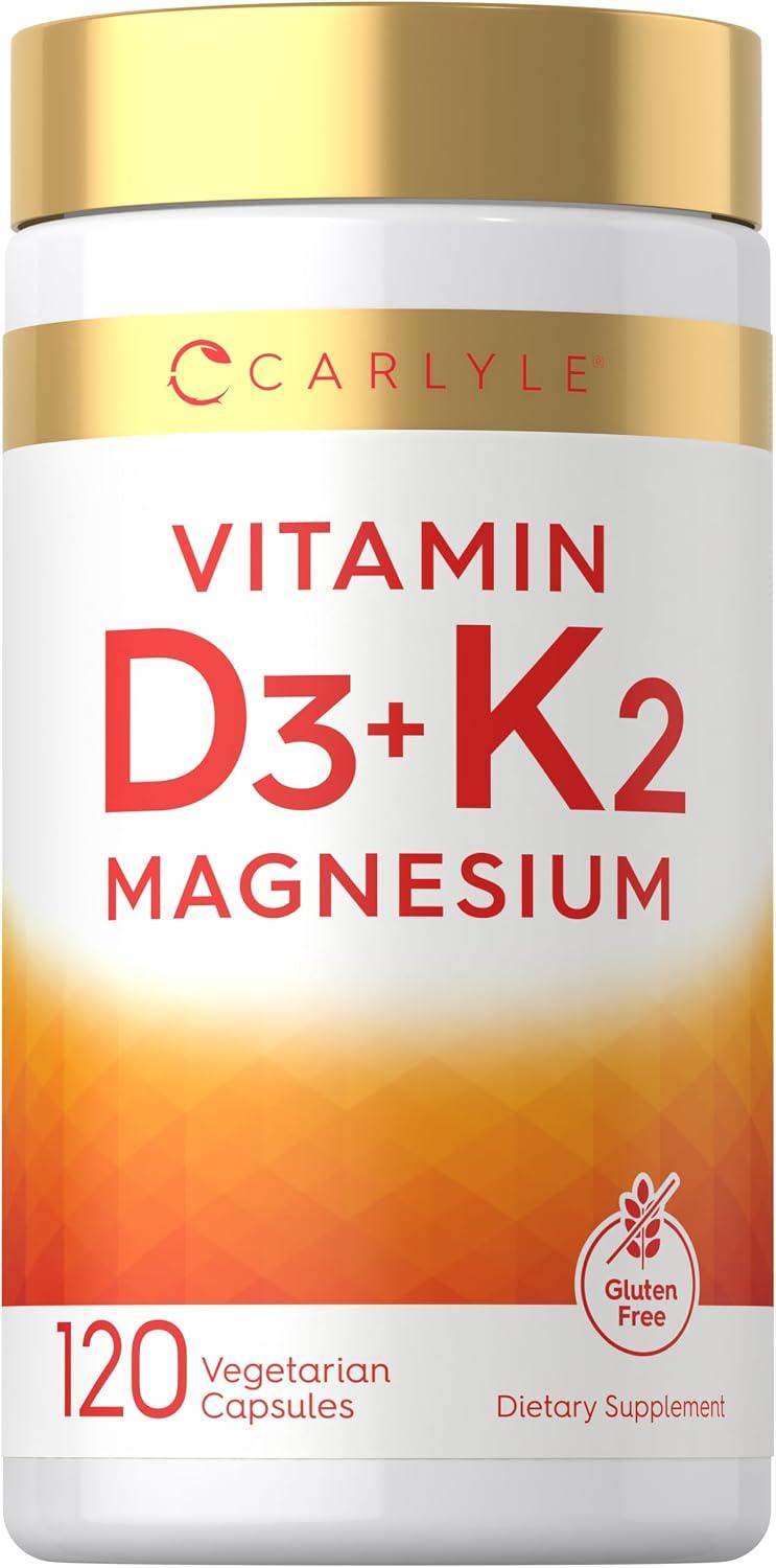 Vitamina D3 con K2 y magnesio, 120 capsulas, Carlyle