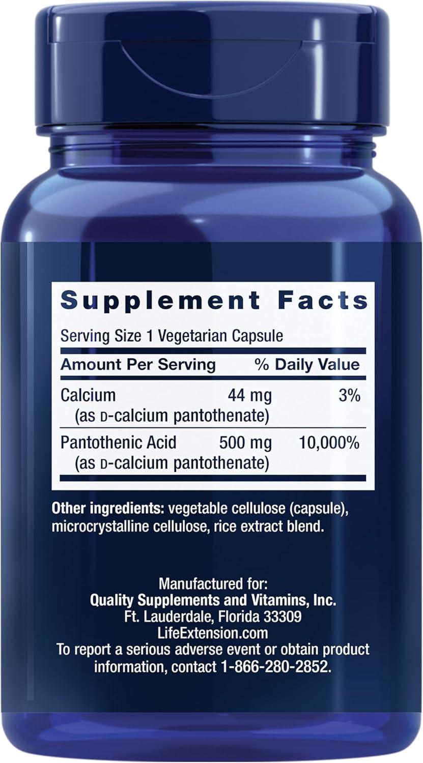 Ácido pantoténico, 100 Capsulas de 500 mg, Life Extension, imagen 2