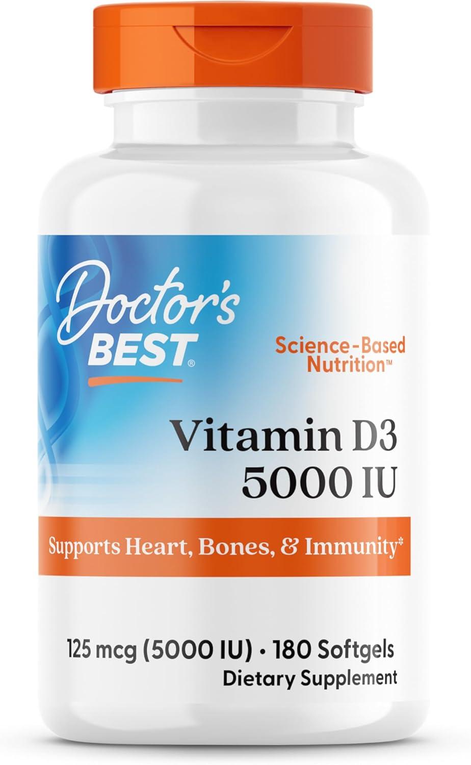 Doctor Best, Vitamina D3, 125mcg, 5000IU, 180 Capsulas