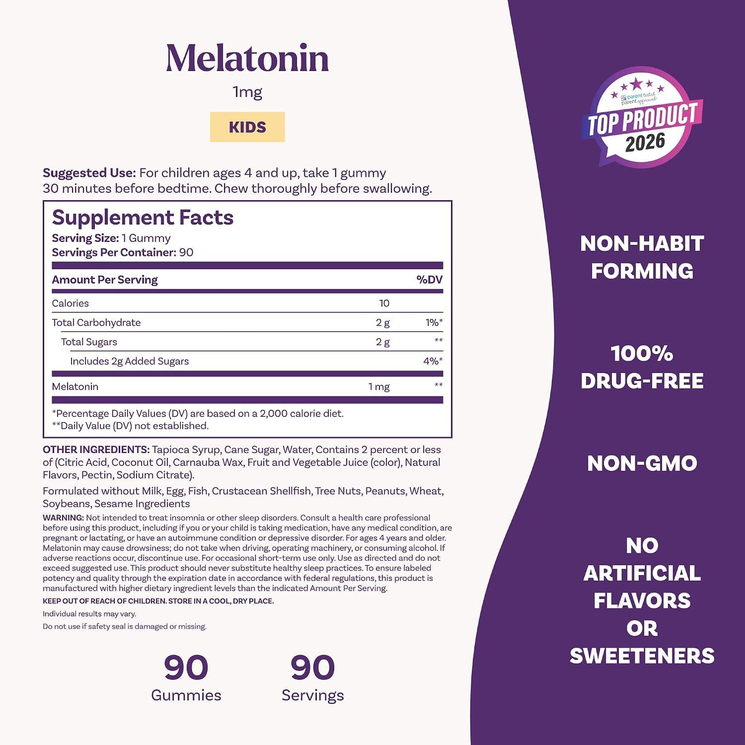 Melatonina para niños - 90 gomitas de 1mg - Natrol, imagen 2