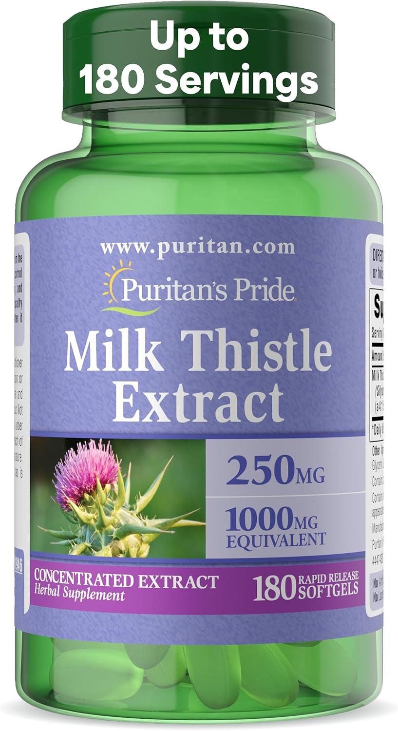 Milk Thistle Extract - 180 cápsulas de 1,000mg - Puritan’s Pride