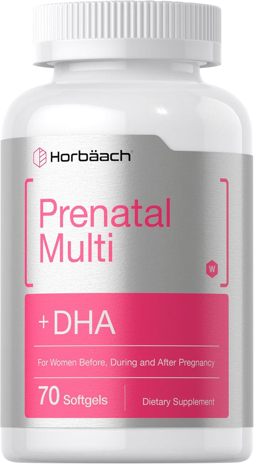 Multivitamínico prenatal con DHA para mujer - 70 cápsulas blandas - Horbäach