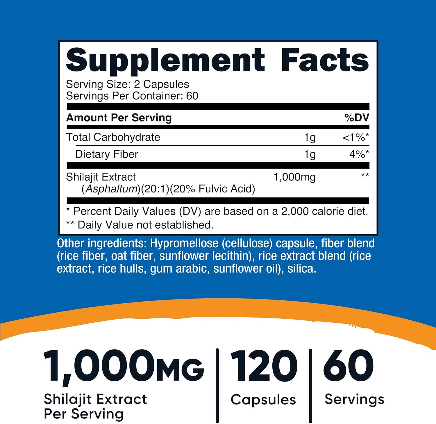 Nutricost, Shilajit, 120 cápsulas de 1000mg, imagen 2