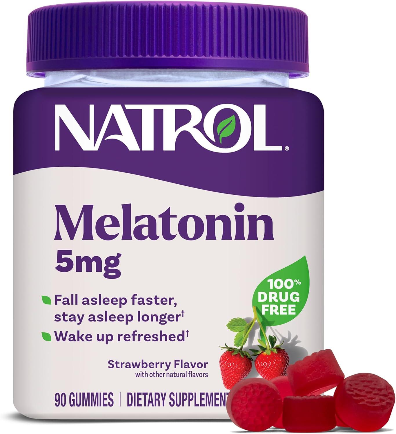 Natrol, Melatonina de 5 mg, 90 Gomitas con sabor a fresa