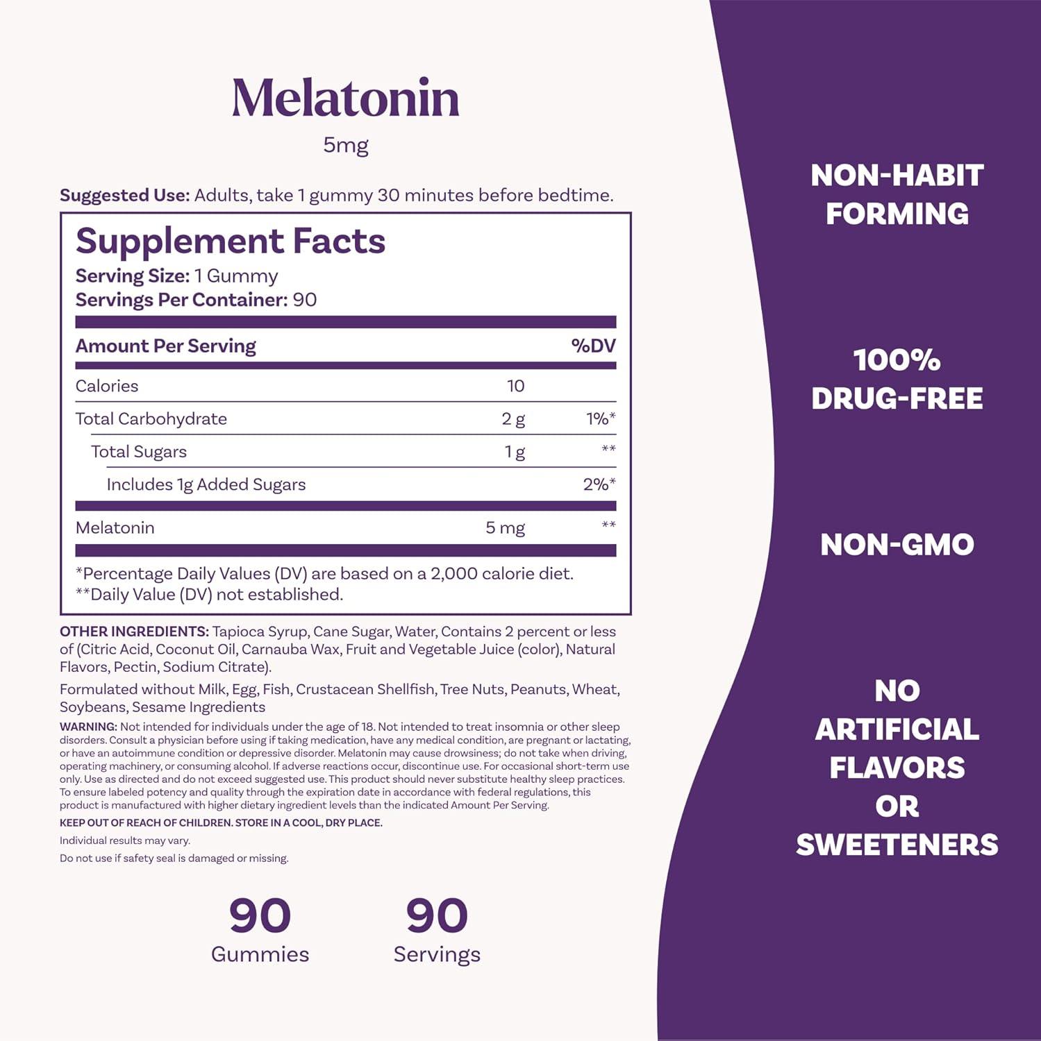 Natrol, Melatonina de 5 mg, 90 Gomitas con sabor a fresa, imagen 2