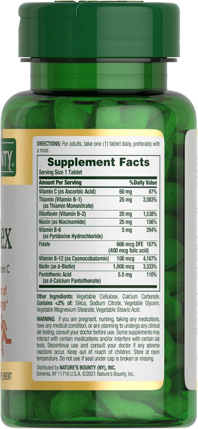 Nature's Bounty, Super Complejo B con Vitamina c y Acido folico, 150 Tabletas de rapida absorción, imagen 3