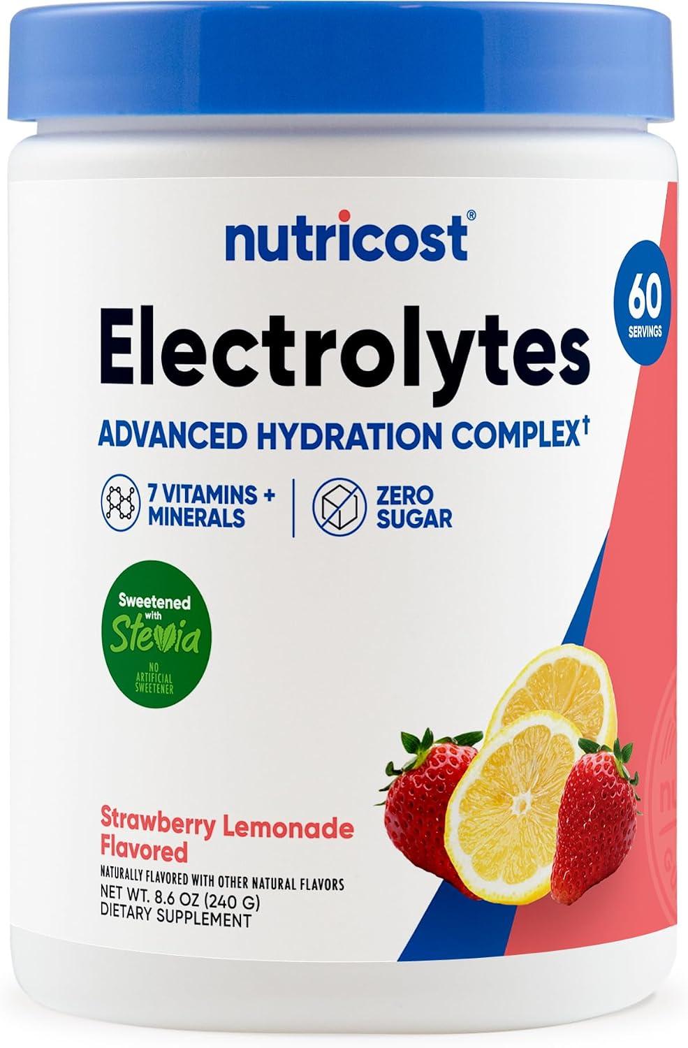 Polvo Complejo de Electrolitos (Limonada de Fresa) 60 Serv - Nutricost