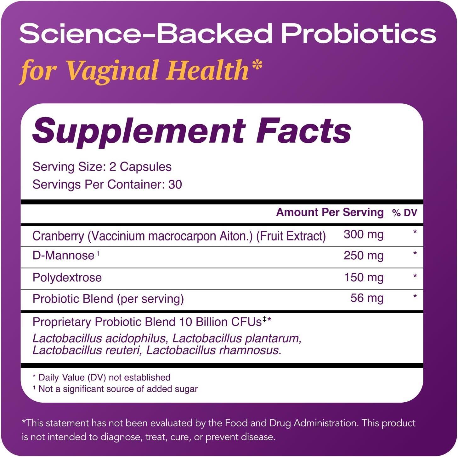 Probiotico femenino con Cranberry + D-Mannose | 60 Capsulas | Ayuda a equilibrar el pH vaginal | Intímate Rose, imagen 2