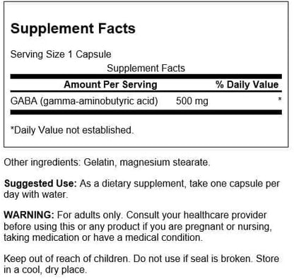 GABA, 100 capsulas de 500mg, Swanson