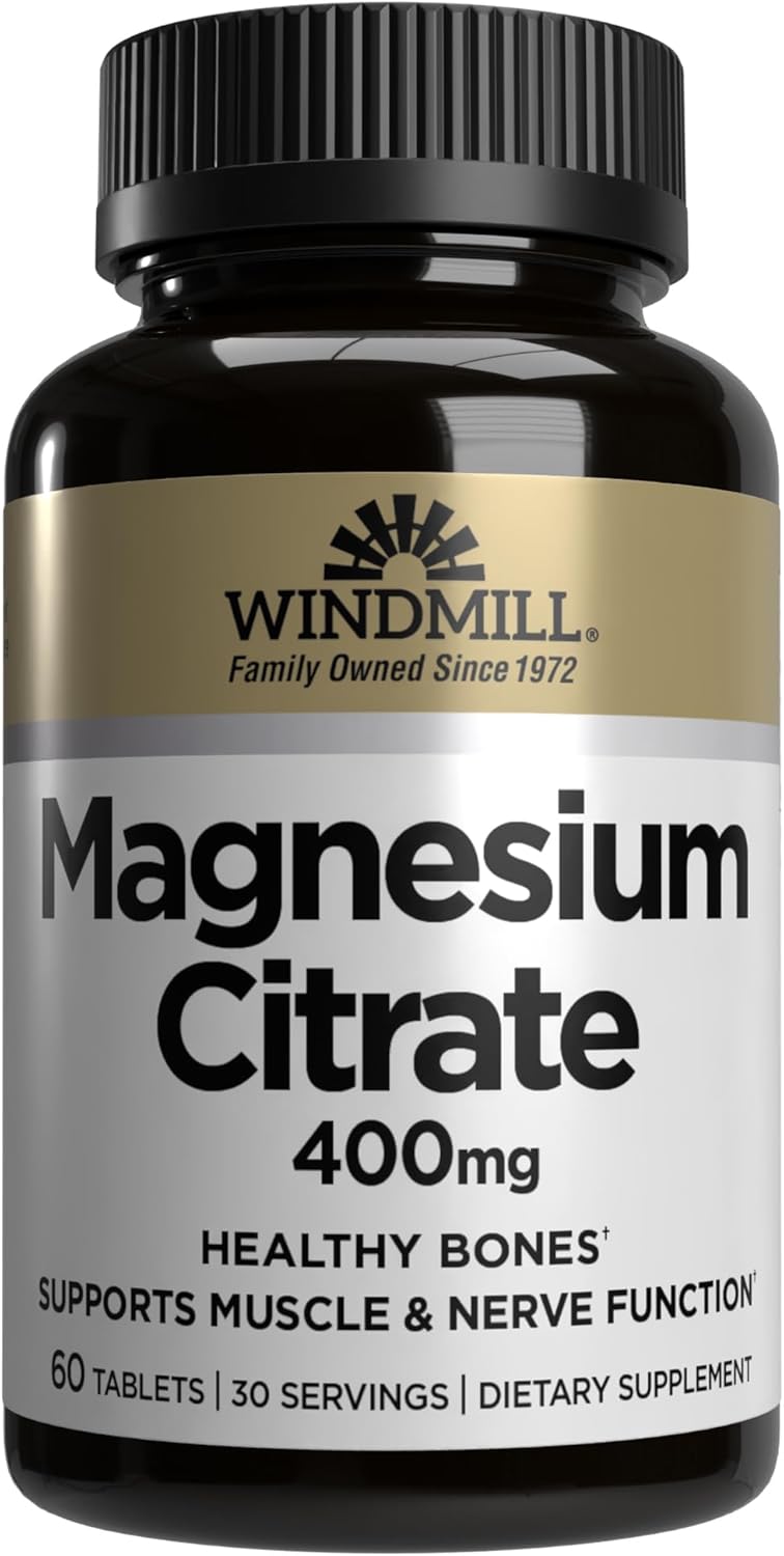 Citrato de Magnesio, 60 tabletas de 400mg, Windmill