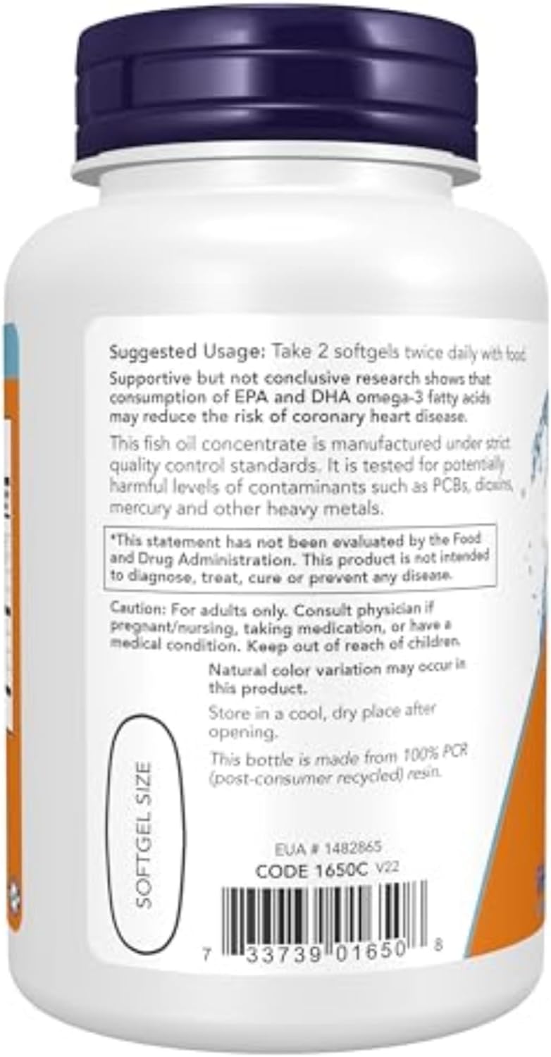 Now Foods, Omega 3, Fish Oil, 1000mg, 100 capsulas