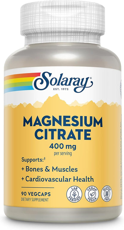 Citrato de magnesio | 90 Capsulas de 400 mg | Solaray