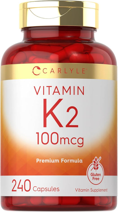 Vitamina k2 con formula premium | 240 Capsulas de 100 mcg | Carlyle