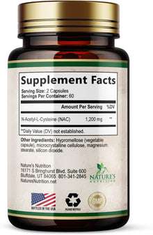 Nac, N-acetil-L-cisteína | 120 capsulas de 1200 mg | Nature's Nutrition