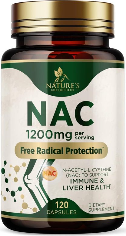 Nac, N-acetil-L-cisteína | 120 capsulas de 1200 mg | Nature's Nutrition