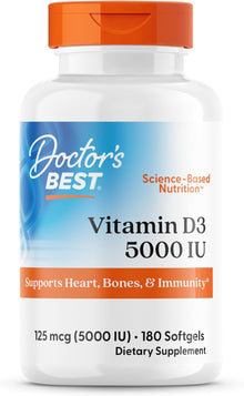 Doctor Best, Vitamina D3, 125mcg, 5000IU, 180 Capsulas