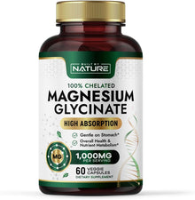 Built By Nature, Glicinato de Magnesio 100% quelado, 60 Capsulas vegetales de 1000 mg