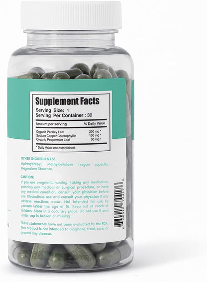 Her Fantasy Box, Body Magic, Clorofila con Perejil y hoja de menta, 100mg, 30 Capsulas