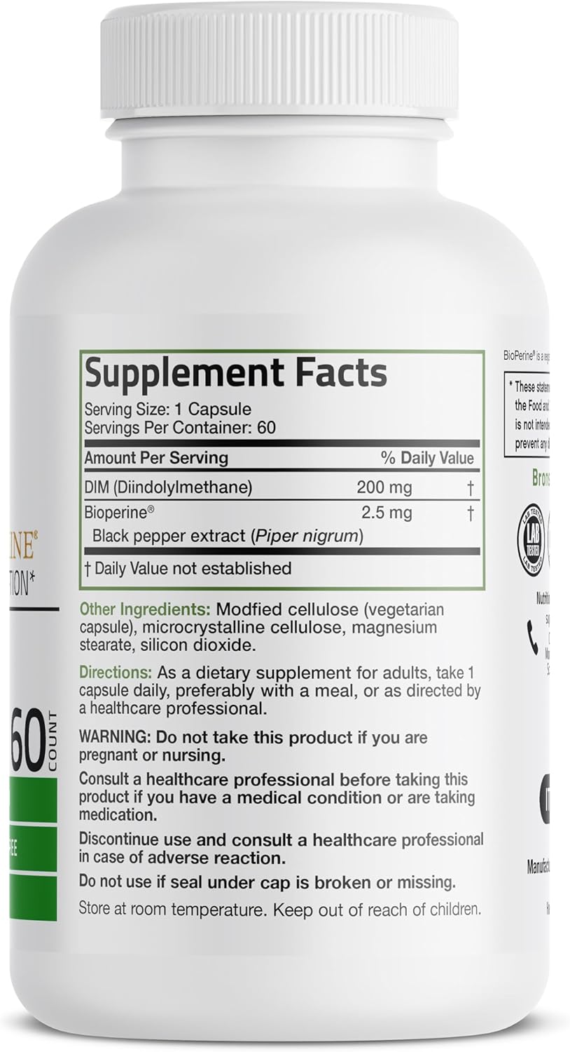 Bronson, Suplemento de Dim Diindolilmetano de 200mg, 60 capsulas