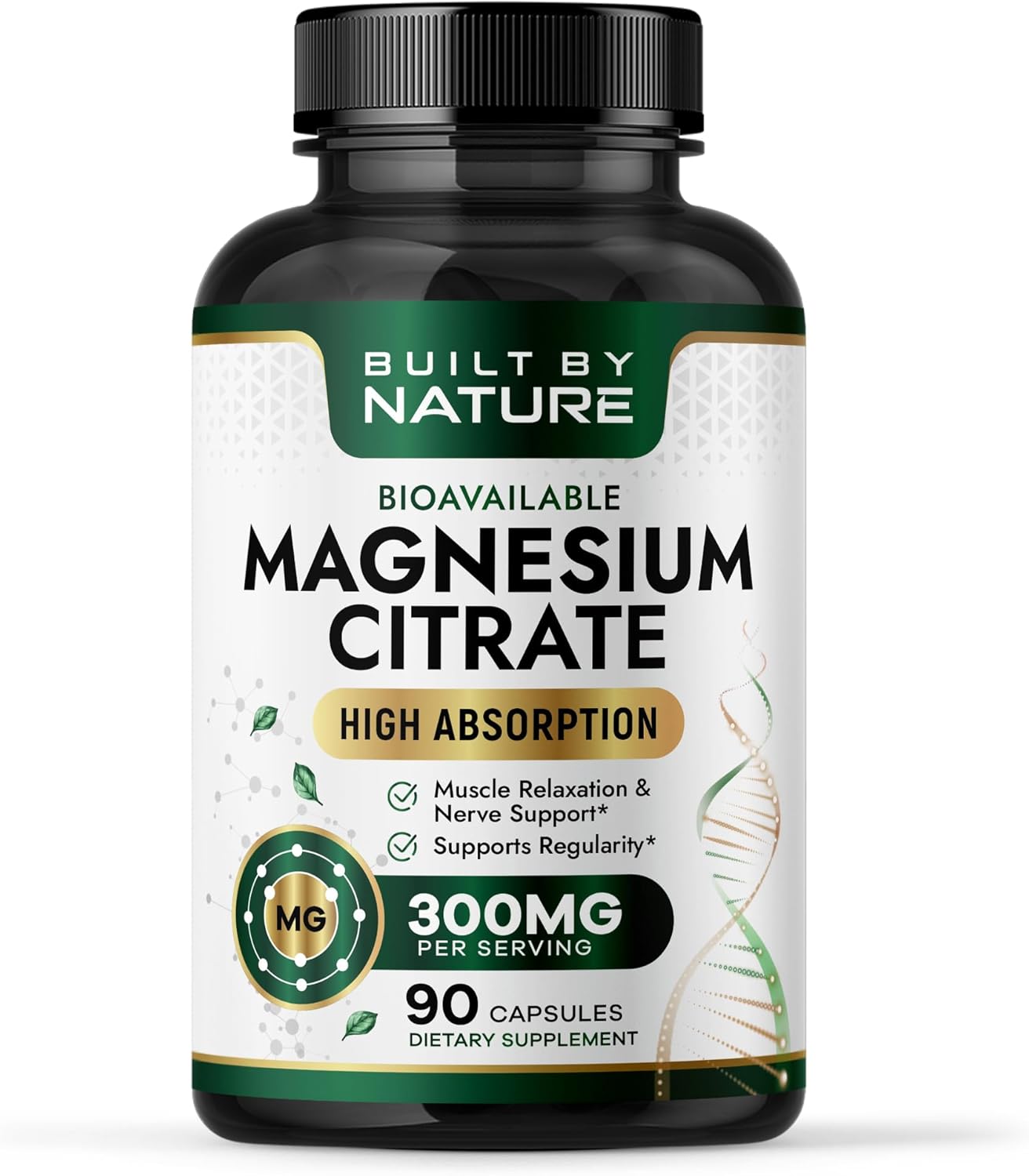 Citrato de magnesio de alta absorción | 90 capsulas de 300 mg | Built by Nature