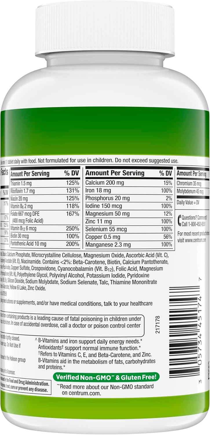 Multivitamínico con minerales para adultos | 200 Tabletas | Centrum