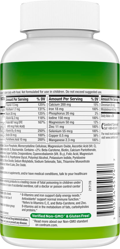 Multivitamínico con minerales para adultos | 200 Tabletas | Centrum