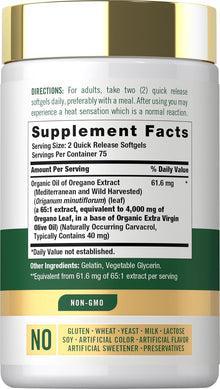 Carlyle, Aceite de oregano de 4000mg por servicio, 150 capsulas softgel