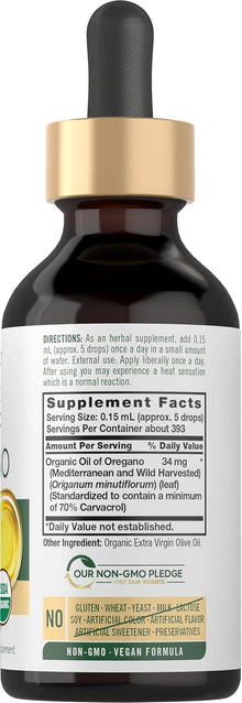 Aceite orgánico de orégano de 2 onzas | Idead para hongos y parásitos | Carlyle