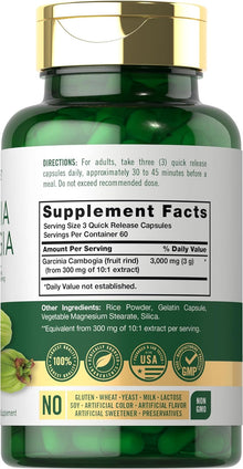 Garcinia cambogia | 180 Capsulas de 3000 mg | Carlyle