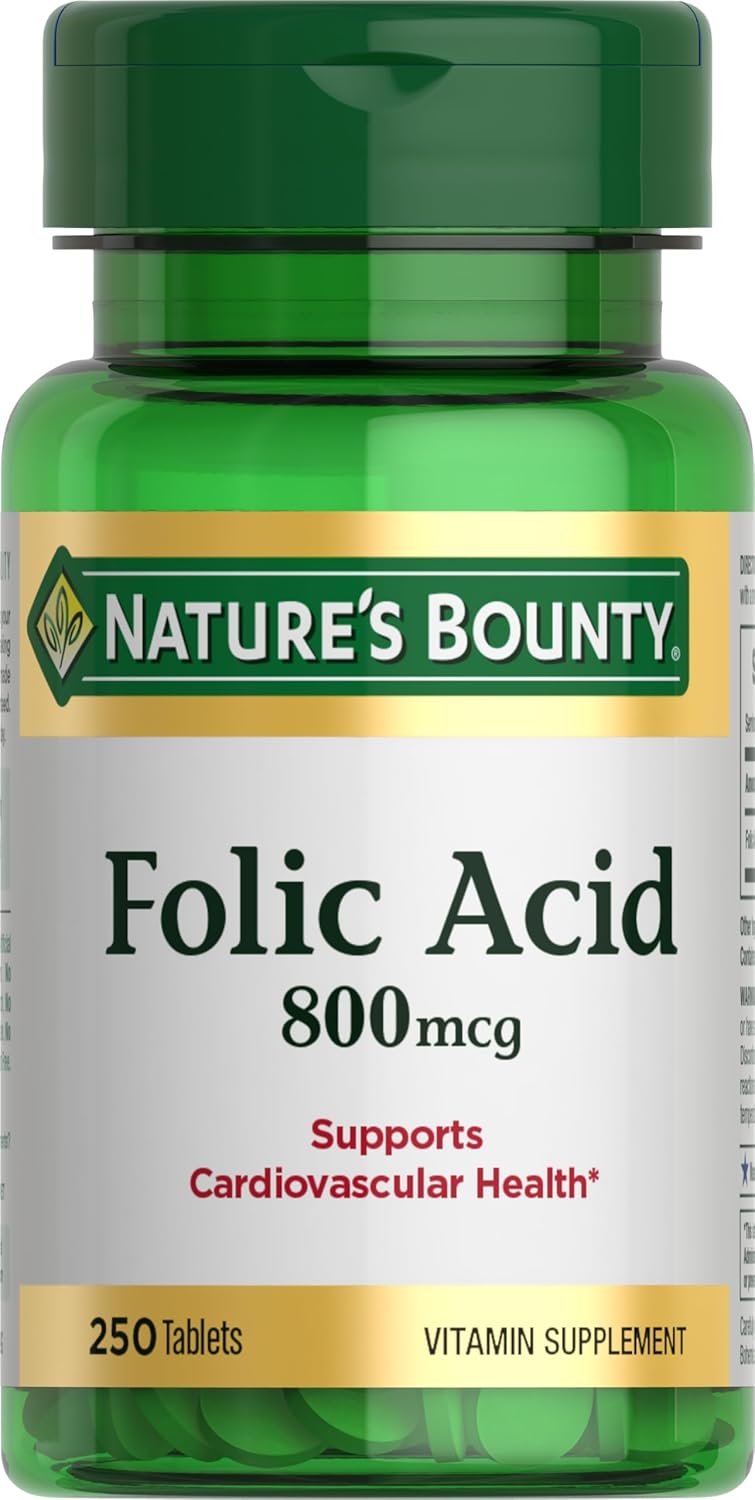 Ácido Fólico, 250 tabletas de 800mg, Nature's Bounty