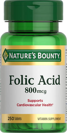 Ácido Fólico, 250 tabletas de 800mg, Nature's Bounty