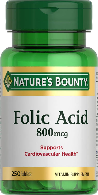 Ácido Fólico, 250 tabletas de 800mg, Nature's Bounty