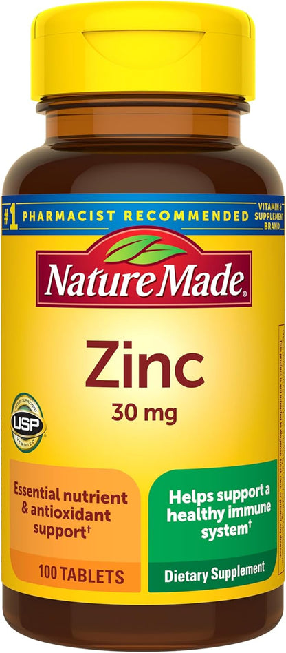 Nature Made, Suplemento de Zinc de 30 mg, 100 Tabletas