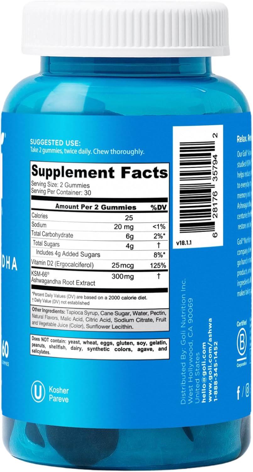 Ashwagandha + Vitamina D | 60 gomitas KSM-66 | Goli®