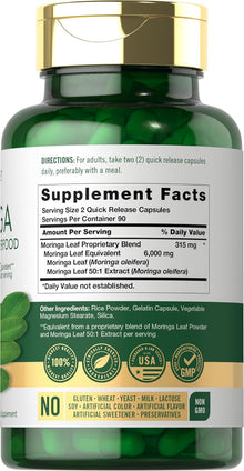 Carlyle, Capsulas de Moringa Oleifera, 180 Capsulas de 6000 mg
