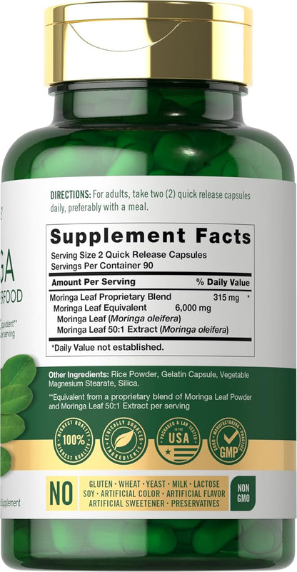 Carlyle, Capsulas de Moringa Oleifera, 180 Capsulas de 6000 mg