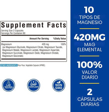 Vitalibre, Magnesio completo 10 en 1, 420mg, 120 capsulas de máxima absorción
