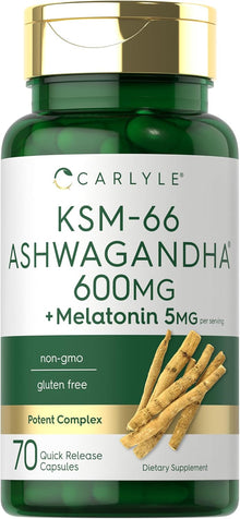 KSM-66 Ashwagandha, 70 capsulas de 600mg, Carlyle